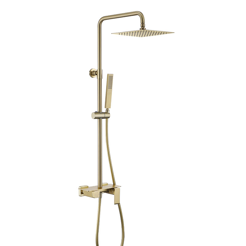 Golden Brass Big Shower System dengan Square Shower